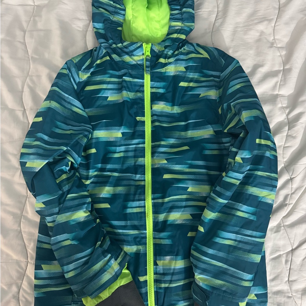 Lands' End Blue and Green Raincoat for Outdoor Adventures